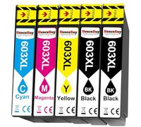 HenceBuy 603XL Cartucho de Tinta Compatible con Epson 603 XL para Expression Home XP-2100 XP-2105 XP-2150 XP-3100 XP-3150 XP-4100 Workforce WF-2810 WF-2820 WF-2830 WF-2850 WF-2835 (5-Paquetes)