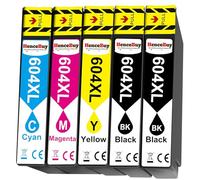 HenceBuy 604XL Cartucho de Tinta Compatible con Epson 604 XL para Expression Home XP-2200 XP-3200 XP-4200 XP-2205 XP-3205 XP-4205 Workforce WF-2930 WF-2910 WF-2950 WF-2935 (5 Paquetes)