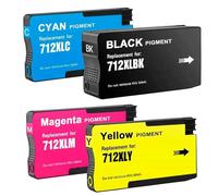 HenceBuy 712 Cartuchos de Tinta Compatible para HP DesignJet T230 T630 T250 T650 T210 Impresora 3ED70A 3ED71A 3ED67A 3ED68A 3ED69A Negro Cian Amarillo Magenta (4 Pack)