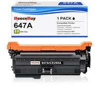 HenceBuy Cartucho de tóner negro 647A CE260A de repuesto para impresora HP 647A CE260A, funciona con impresora HP Color LaserJet Enterprise CM4540/CP4025/CP4525 (negro, 1 unidad)