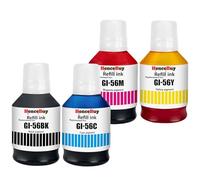 HenceBuy GI-56 - Paquete múltiple de botellas de tinta compatibles con impresora Canon MAXIFY GX7050 GX6050 GX5050 GX4050 GX3050 GX5550 GX6550 negro, cian, magenta y amarillo (paquete de 4)