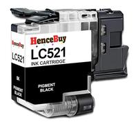 HenceBuy LC521BK - Cartuchos negros compatibles con Brother LC521 BK LC521VAL Cartucho de tinta para DCP-J1360DW DCP-J1460DW DCP-J1260W DCP-J1310DW DCP-J1313DW Tinta (1 Negro)