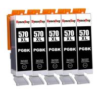HenceBuy PGI 570 PGBK - Cartuchos de tinta compatibles con Canon PGI-570 BK o Pixma MG5750 MG5751 MG6850 MG7750 TS5050 TS5055 TS6050 TS8050 TS9050 TS9055 (5 negros)