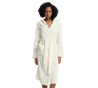 HENDERSON Albornoz para mujer con capucha o cuello chal, cinturón y bolsillos grandes, Crema con textura de rayas, L