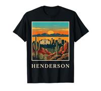 Henderson Nevada Retro Vintage Desierto Skyline Puesta del Sol Ciudad Camiseta