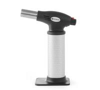 HENDI Antorcha de cocina, soplete de cocina, soplete flambeador, mechero del Chef, de gas butano, recargable (se suministra vacío), con encendido automático, con base, 145x(H)190mm, negro y platado