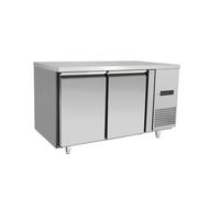 HENDI Arktic Mesa de congelación de 2 puertas, 280L, sin reborde trasero | Acero inoxidable, -22/-18°C, 230V, 600W, 700x1360x(H)839mm, R290, clase energética C