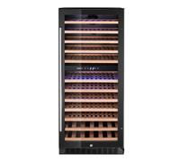 HENDI Arktic Vinoteca de 2 zonas, 124 botellas | 265L, 5-18°C, R600a, 220-240V, 120W, acero con revestimiento negro, vidrio templado, estantes de haya, 570x595x(H)1400mm