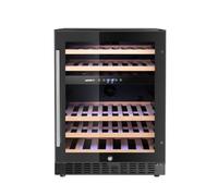 HENDI Arktic Vinoteca de 2 zonas, 46 botellas | 137L, 5-18°C, R600a, 220-240V, 85W, acero con revestimiento negro, vidrio templado, estantes de haya, 570x595x(H)820mm