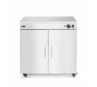 HENDI Armario calentador de platos, doble, 108 platos de ⌀24 cm, 3 estantes extraíbles, de 30°C a 85°C, con 4 ruedas, calentador eléctrico de platos, 230V/800W, 592x782x(H)765mm, acero inoxidable