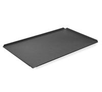 HENDI Bandeja de horno perforada GN 1/1, recubrimiento antiadherente de PTFE, con 4 bordes, negro, 530x325x(H)10mm, aluminio