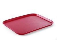 HENDI Bandeja de Servicio, Grande, Rectangular, Multiusos, Bandeja para Servir Comida rápida, Bebidas, Fast Food, Bandeja de Cocina, 350x450x(H) 20mm, Rojo, Polipropileno