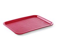 HENDI Bandeja de Servicio, Mediana, Rectangular, Multiusos, Bandeja para Servir Comida rápida, Bebidas, Fast Food, Bandeja de Cocina, 305x415x(H) 20mm, Rojo, Polipropileno