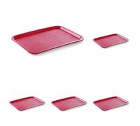 HENDI Bandeja de Servicio, Mediana, Rectangular, Multiusos, resiste hasta 80°C, Bandeja para Servir Comida rápida, Bebidas, Fast Food, Bandeja de Cocina, 305x415x(H) 20mm, Rojo, Polipropileno