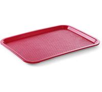 HENDI Bandeja de Servicio, Mediana, Rectangular, Multiusos, resiste hasta 80°C, Bandeja para Servir Comida rápida, Bebidas, Fast Food, Bandeja de Cocina, 305x415x(H) 20mm, Rojo, Polipropileno