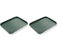 HENDI Bandeja de Servicio, pequeña, Rectangular, Multiusos, Bandeja para Servir Comida rápida, Bebidas, Fast Food, Bandeja de Cocina, 256x345x(H) 20mm, Verde, Polipropileno (Paquete de 2)