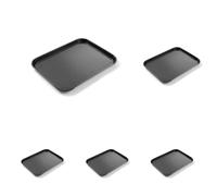 HENDI Bandeja de Servicio, pequeña, Rectangular, Multiusos, resiste hasta 80°C, Bandeja para Servir Comida rápida, Bebidas, Fast Food, Bandeja de Cocina, 256x345x(H) 20mm, Negro, Polipropileno