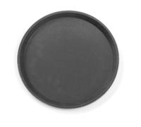 HENDI Bandeja de Servicio, Redonda, Recubrimiento Antideslizante, Multiusos, para buffets, Bandeja de Cocina para Servir Comida rápida, Bebidas, Fast Food, ⌀280x(H) 20mm, Polipropileno, Negro