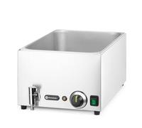 HENDI Baño María eléctrico, con grifo, sistema de calentamiento al baño María, temperatura regulable 30°C a 85°C, 1x GN 1/1, 2x GN 1/2, 3x GN 1/3, 19L, 230V, 1000W, 605x332x(H)242mm, acero inoxidable