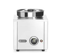HENDI Baño María eléctrico profesional con 1 recipiente de acero inoxidable con tapa (1x4 L), Termosistema, Calentador de alimentos y sopas a 30-85 °C, 4 L, 220V/200W, 256x312x(H)298mm