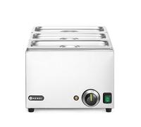 HENDI Baño María eléctrico, sistema de calentamiento al baño María, temperatura regulable 30 °C a 85 °C, incluye 3 x GN1/3 con tapa, 19L, 230V, 1000W, 590x332x(H)242mm, acero inoxidable