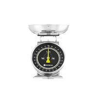 HENDI Báscula de cocina, analógica, para máx. 5 kg, escala de 20 g, escala grande, función de tara, sin pilas, báscula doméstica, báscula de cocina retro, 207x231x(H)254mm, acero inoxidable