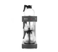 HENDI Cafetera de goteo, eléctrica, para café molido de filtro, incluye 100 filtros de papel y 2 jarras de vidrio de 1,8L, cafetera de filtro, 230V, 1400W, 383x220x(H) 465mm, acero inoxidable