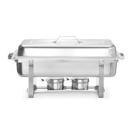HENDI Calentador de Alimentos Tipo Chafing Dish GN 1/1 para Buffet, Sistema baño María, Set de 4 Unidades, 8,5L, 610x355x(H) 297mm, Acero Inoxidable