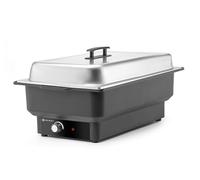 HENDI Calientaplatos eléctrico Tellano, calentador de alimentos para buffet, Chafing dish,temperatura hasta 85°C, 9L, con bandeja GN 1/1, 230V,900W, 573x348x(H)284mm, acero inoxidable, polipropileno