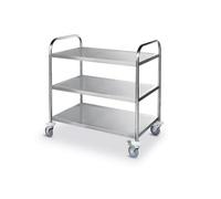 HENDI Carrito de Servicios, de Cocina, de Restaurante, Multiusos, 3 estantes, 4 Ruedas giratorias, 2 con Freno, Carga máxima por Estante 50kg, encimera 830x510mm, 905x585x(H) 945mm, Acero Inoxidable