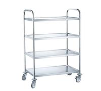 HENDI Carrito de servicios, de cocina, de restaurante, multiusos, 4 estantes, 4 ruedas giratorias, 2 con freno, carga máxima por estante 50kg, encimera 794x539mm, 905x585x(H)1245mm, acero inoxidable