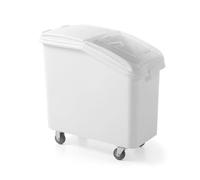 HENDI Carro de ingredientes, AmerBox, contenedor para almacenar alimentos secos, carro transportador de harina, azúcar, sal, granos, arroz, 82L, 355x720x(H)600mm, blanco, polipropileno