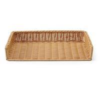 HENDI Cesta para pan, panera, cesta-contenedor portapanes para exhibir y almacenar panes, reforzada con marco de acero inoxidable, cesta expositora, cesta de presentación, 595x395x(H)105mm, polirratán