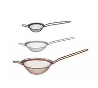 HENDI Coladores de cocina, conjunto de 3 coladores de bar, coladores de cóctel, coladores de malla, de diferentes tamaños y colores: negro ⌀74 mm, plateado ⌀105 mm, cobreado ⌀144 mm, acero inoxidable