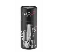 HENDI Conjunto de bar en un tubo, BarUp, utensilios para el barman: coctelera Boston Tin-on-Tin, colador Hawthorne, jigger, machacador y cuchara de barra, ø120x(H)320mm, acero inoxidable