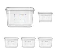 HENDI Contenedor de almacenamiento Gastronorm 1/2 - HACCP - Transparente - 12.5 L - 325x265x(H) 200 mm (Paquete de 5)