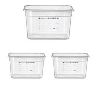 HENDI Contenedor de almacenamiento Gastronorm 1/2 - HACCP - Transparente - 12.5 L - 325x265x(H) 200 mm (Paquete de 3)