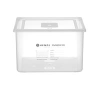 HENDI Set Cajón caja de PP transparente para almacenar hasta 120 huevos, con tapa y 8 bandejas de PET para huevos, para la nevera, contenedor porta huevos, huevera OVOBOX 120, GN2/3, 255x325x(H)202mm