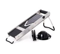 HENDI Cortador de verduras, mandolina de cocina multifuncional, rebanadora manual, en forma de V, ajustable, 530x165x(h)203 mm, acero inoxidable, polipropileno y ABS