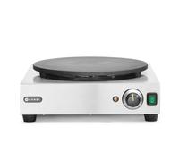 HENDI Crepera eléctrica, con esparcidor de madera,temperatura regulable 50°-250°C, placa de diámetro400mm,de hierro fundido con revestimiento cerámico, 230V, 3000W, 470x509x(H)161mm,acero inoxidable