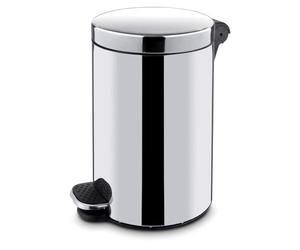 HENDI Cubo de basura, con recipiente interior extraíble, mango doble, pedal antideslizante, cubo de basura, cubo de basura de cocina, 30 l, diámetro 300 x 650 mm, acero inoxidable, polipropileno