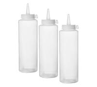 HENDI Dispensador de botella para salsas y condimentos, reutilizable, biberón dosificador exprimible, ketchup, mostaza, aceite de oliva, 0,2L, ø50x(H)185mm, transparente, PE, PP (Paquete de 3)