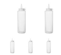 HENDI Dispensador de botella para salsas y condimentos, reutilizable, biberón dosificador exprimible, ketchup, mostaza, aceite de oliva, 0,35L, ø55x(H)205mm, transparente, PE, PP (Paquete de 5)