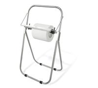 HENDI Dispensador de papel secamanos con soporte de pie, portarollos con barra dentada frontal, para bobinas de hasta 43cm de ancho, 540x395x(H)975mm, acero inoxidable