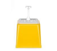 HENDI Dispensador de salsas con bomba, dosificadores de condimentos, reutilizable, libre de BPA, capacidad: 2,5 L, dosificación: 20 ml, 230x210x(H)327mm, amarillo, ABS, polipropileno