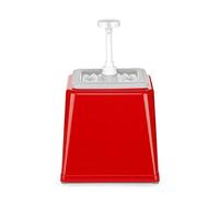 HENDI Dispensador de salsas con bomba, dosificadores de condimentos, reutilizable, libre de BPA, capacidad: 2,5 L, dosificación: 20 ml, 230x210x(H)327mm, rojo, ABS, polipropileno