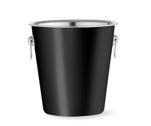 HENDI Enfriador de botellas de champán y vino, BarUp, con asas, 3,3L, champañera, cubitera, recipiente, cubo, enfriador, refrigerador de bebidas, ⌀220x(H)190mm, negro, acero inoxidable
