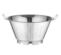 HENDI Escurridor de cocina, colador, para cocinar, lavar, pasta, fideos, espaguetis, frutas, verduras, ensaladas, redondo, perforado, con base y 2 asas, ø365x(H)185 mm, acero inoxidable