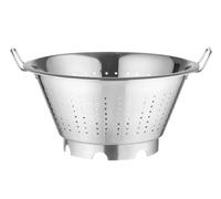 HENDI Escurridor de cocina, colador, para cocinar, lavar, pasta, fideos, espaguetis, frutas, verduras, ensaladas, redondo, perforado, con base y 2 asas, ø415x(H)210 mm, acero inoxidable