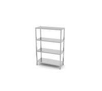 HENDI Estantería de almacenamiento, estante de cocina, 4 niveles, atornillado, con patas ajustables en altura, máx. 70 kg por estante, para auto montaje, 1200x500x(H)1800 mm, acero inoxidable
